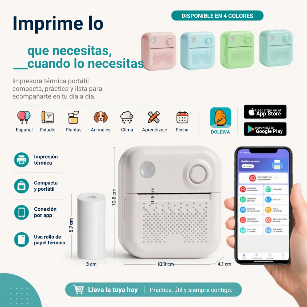 Impresora Térmica Dolewa D3 Bluetooth Portátil