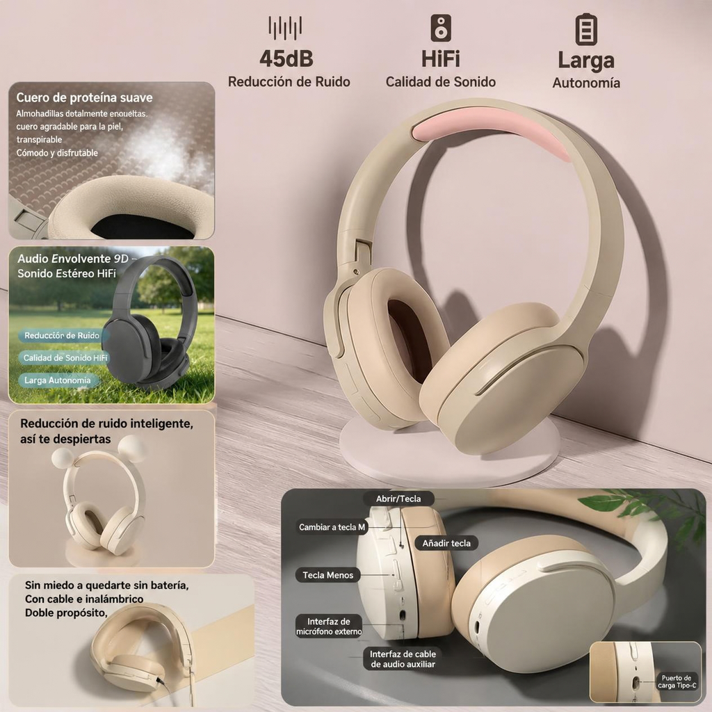 Auriculares Inalámbricos Bluetooth 5.3 con Micrófono | Estéreo HiFi
