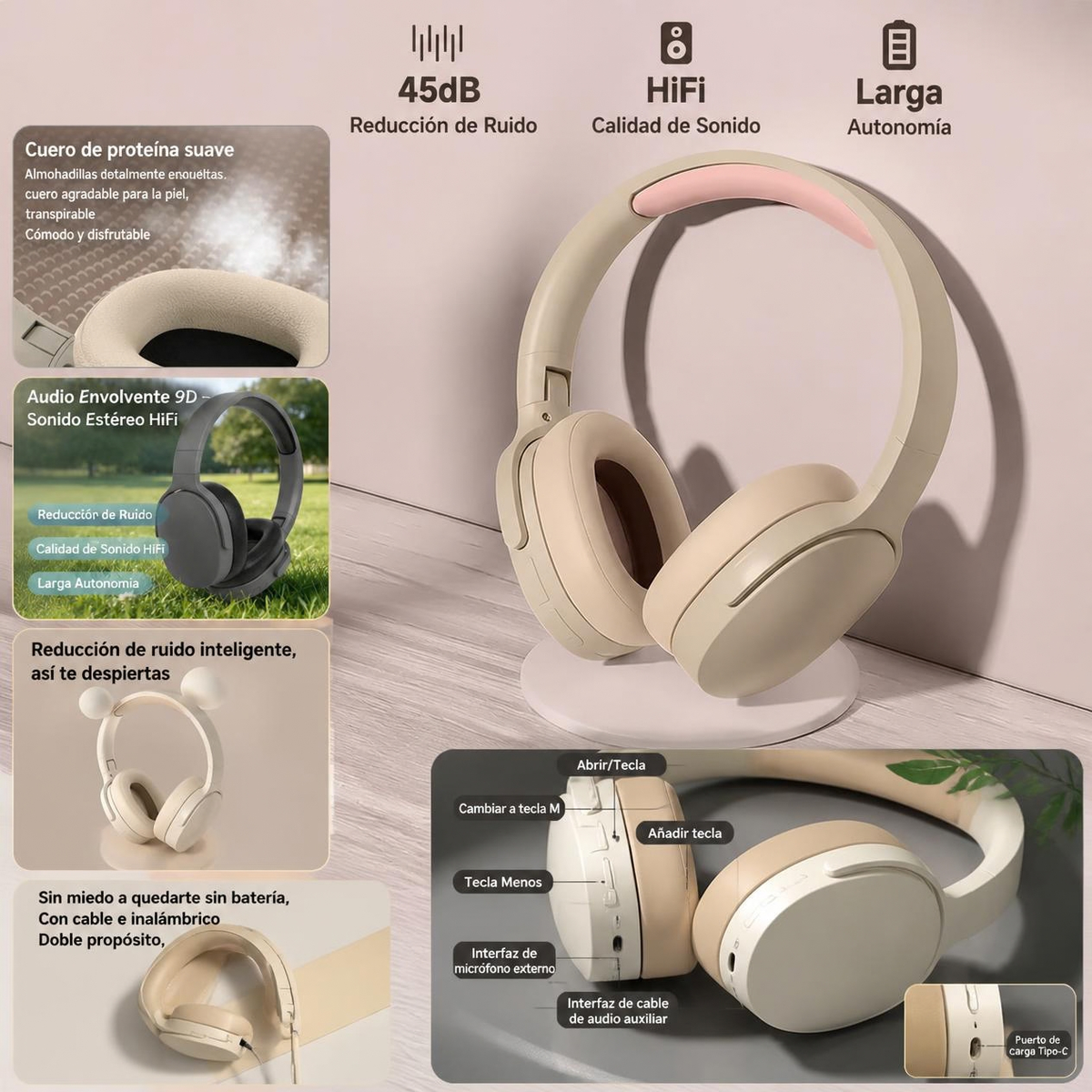 Auriculares Inalámbricos Bluetooth 5.3 con Micrófono | Estéreo HiFi