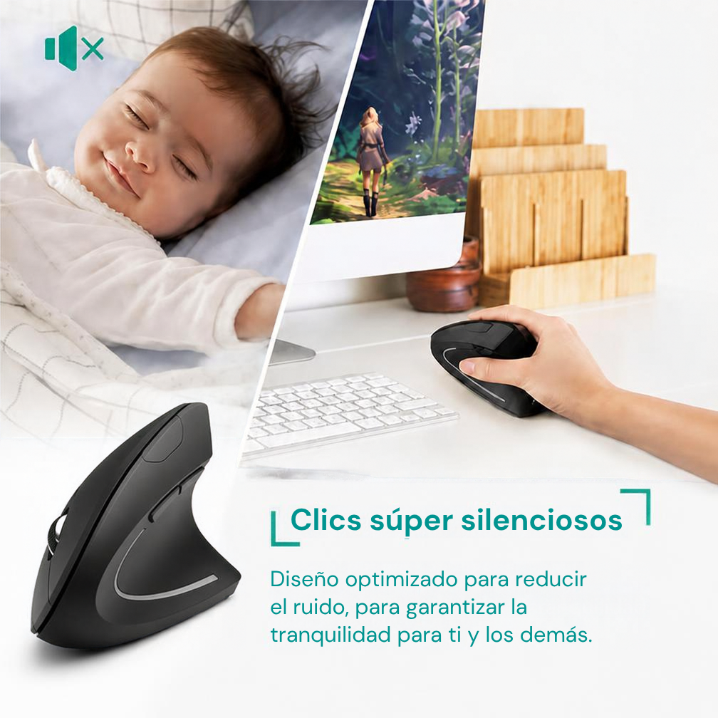 Ratón Inalámbrico Vertical Ergonómico – 6 Botones Silenciosos | Envío Gratis Chile