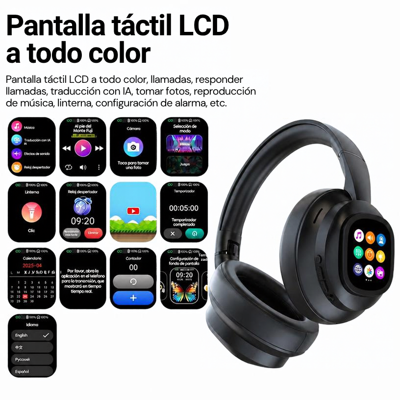 Audífonos X1 Pro ANC con Pantalla y Luces RGB
