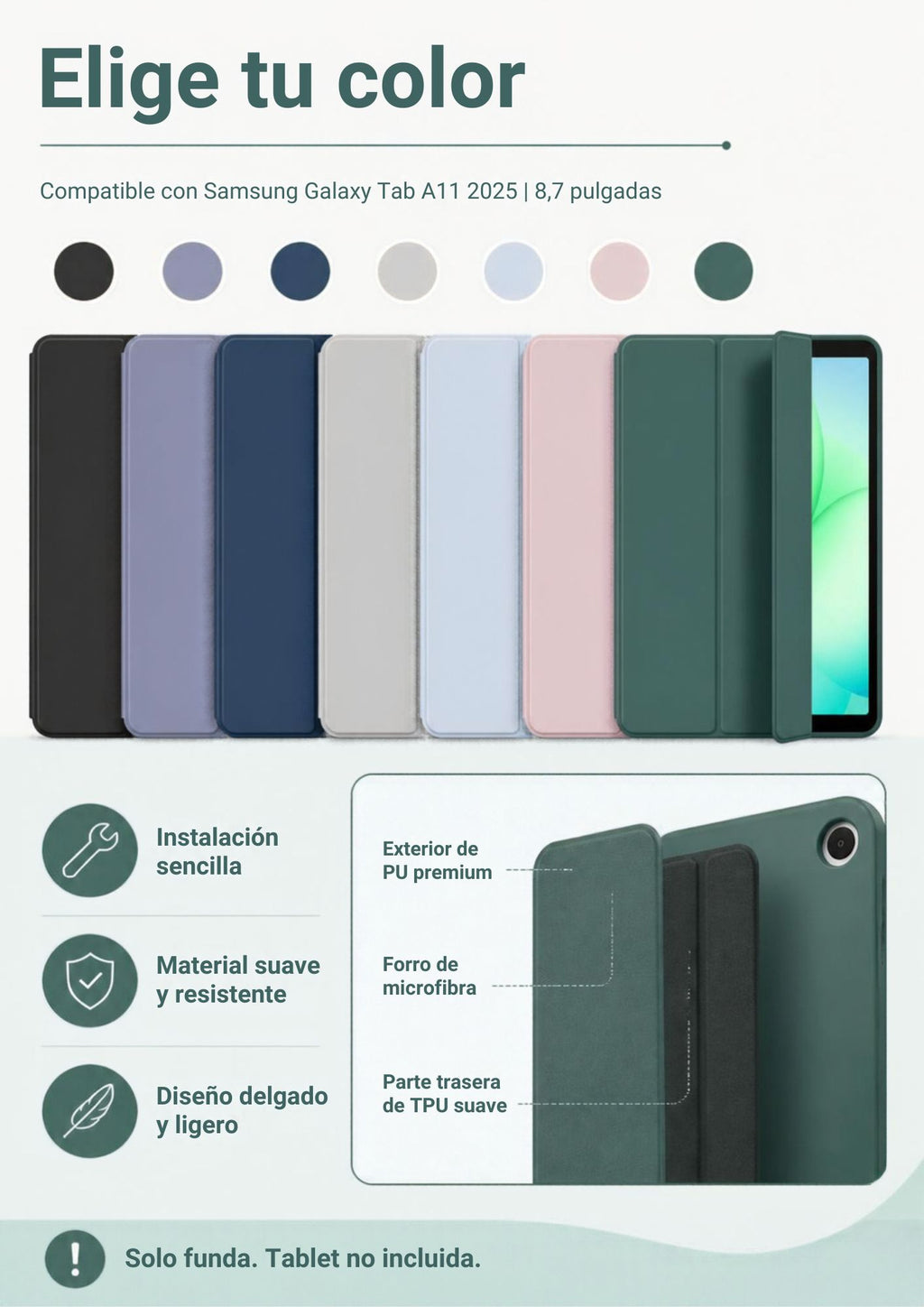Funda Tríptica con Soporte para Samsung Galaxy Tab A11 8.7"