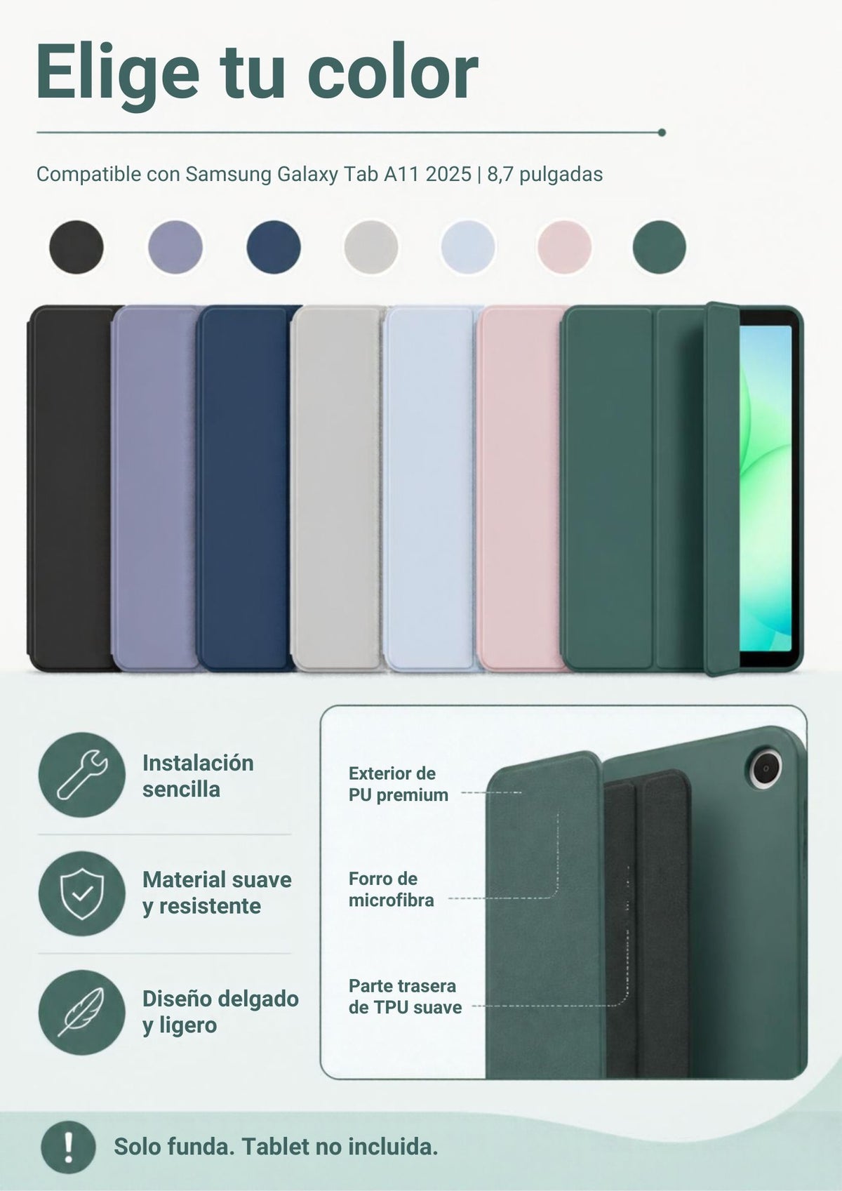 Funda Tríptica con Soporte para Samsung Galaxy Tab A11 8.7"