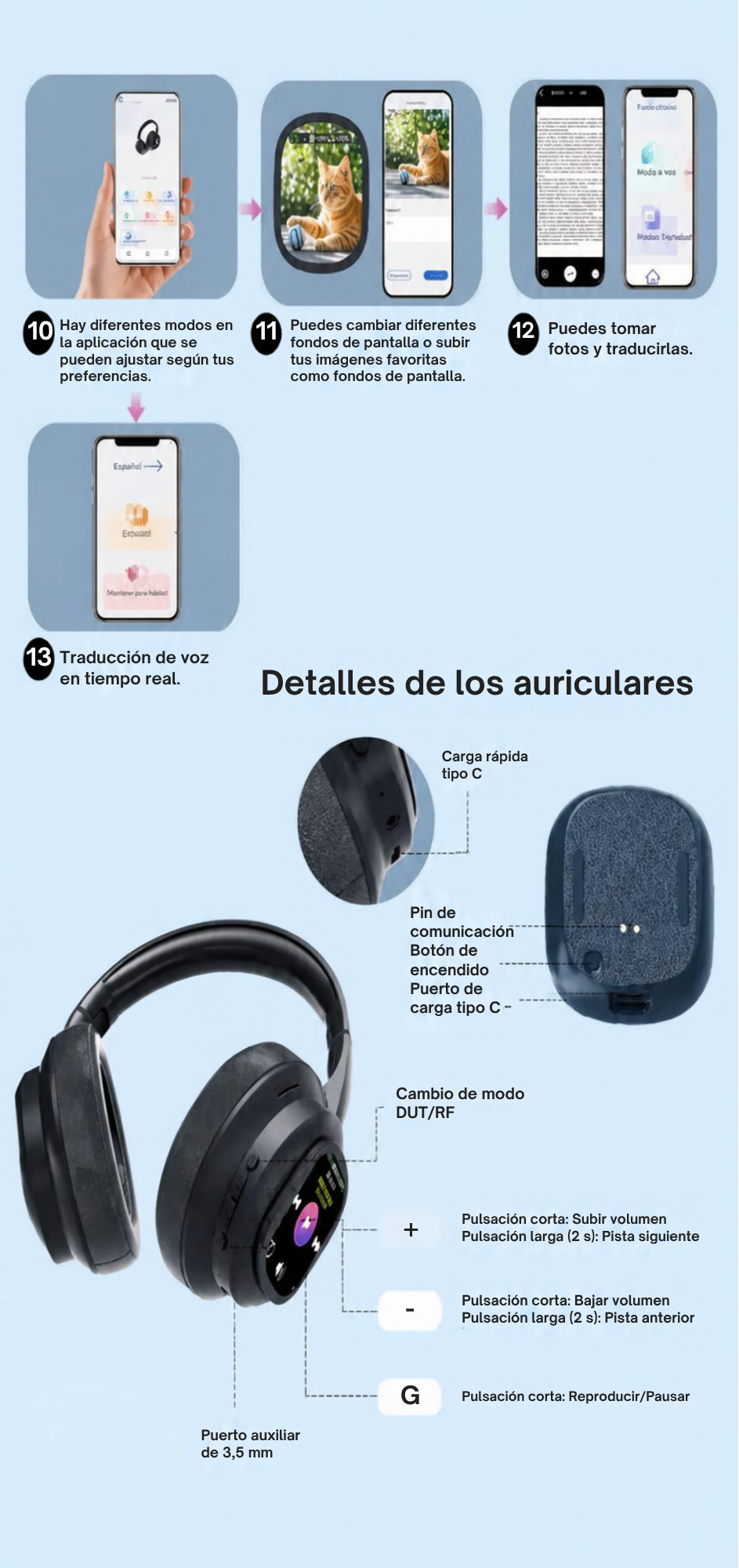 Audífonos X1 Pro ANC con Pantalla y Luces RGB