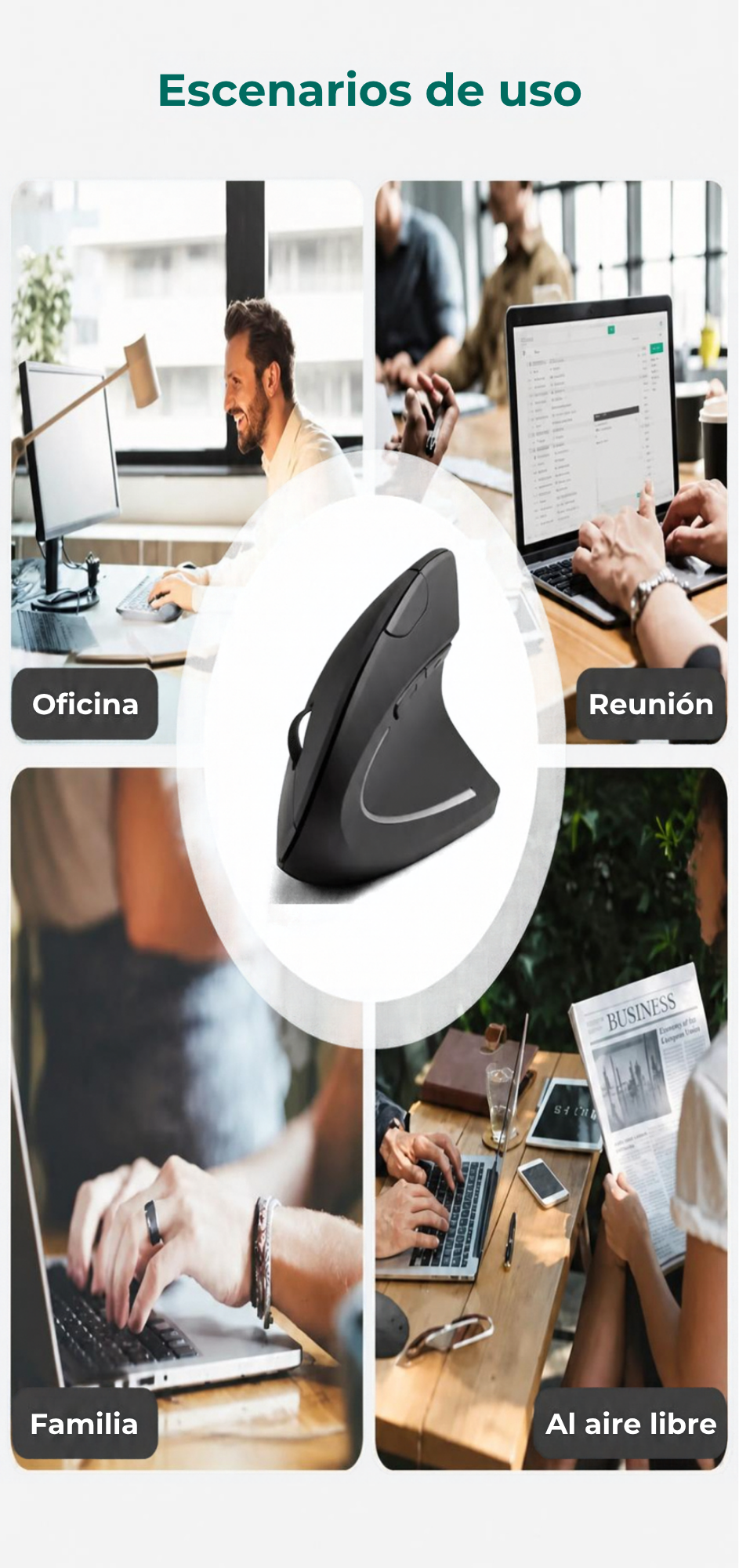 Ratón Inalámbrico Vertical Ergonómico – 6 Botones Silenciosos | Envío Gratis Chile
