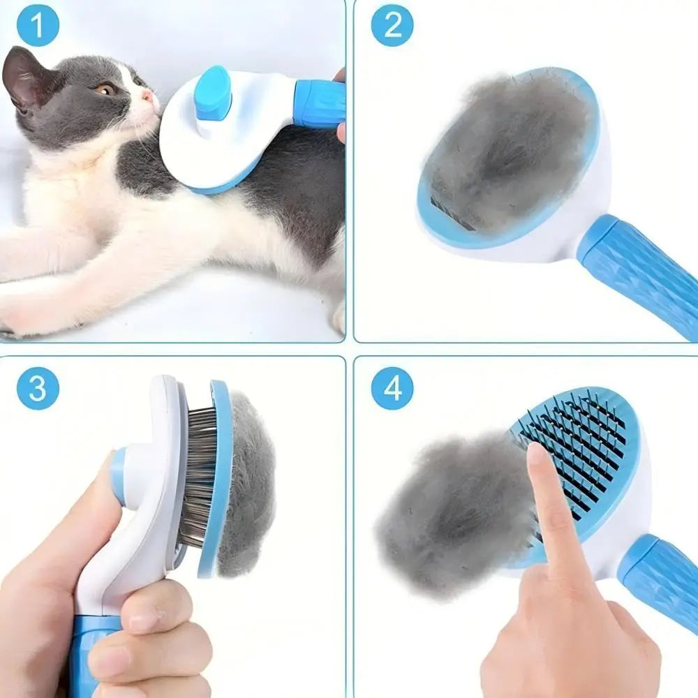 Cepillo Autolimpiante para Mascotas – Elimina Pelo de Perros y Gatos con Un Clic
