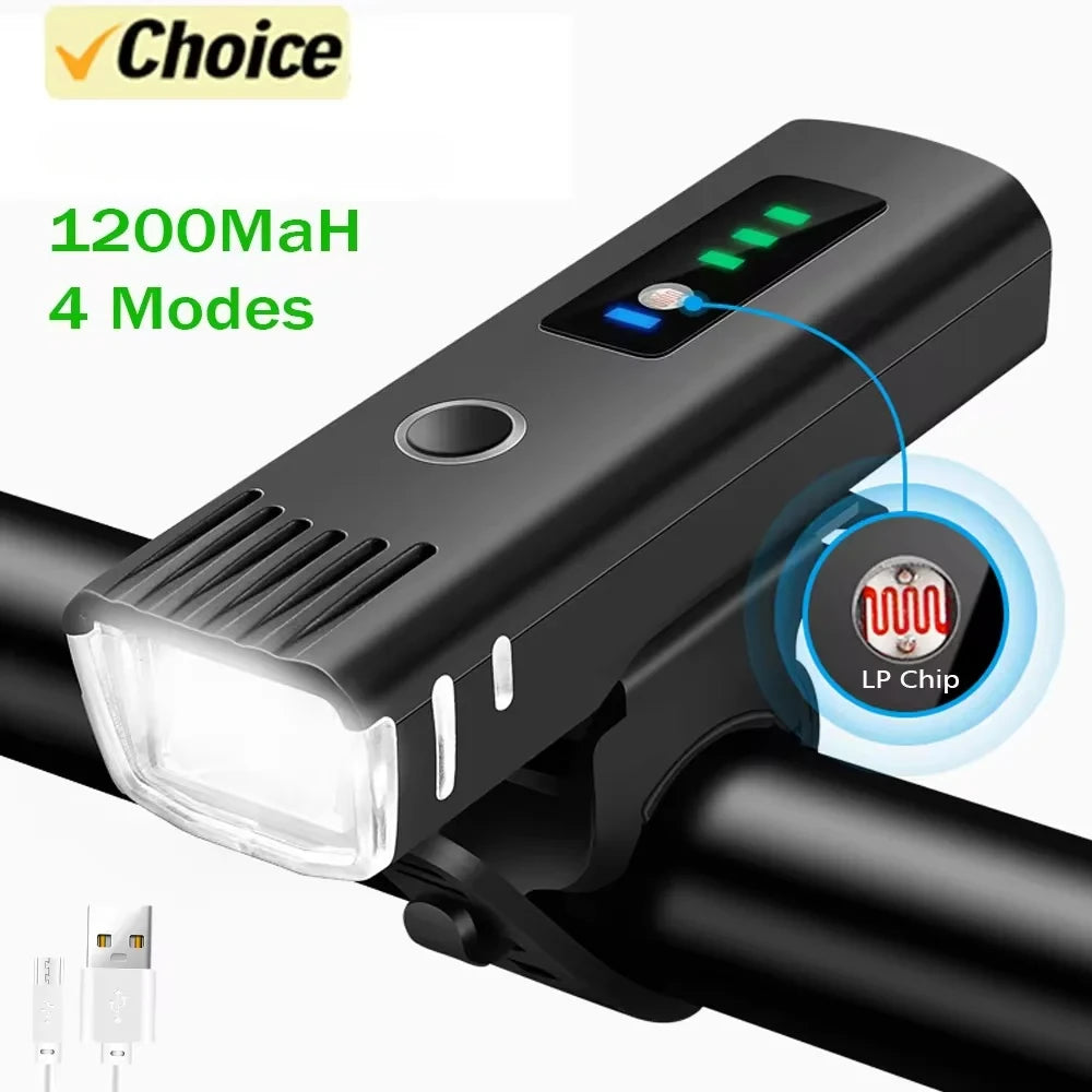 Luz LED Delantera para Bicicleta 1000LM ⭐ | Recargable USB | Sensor Inteligente | 🚚 Envío Gratis Chile 🇨🇱