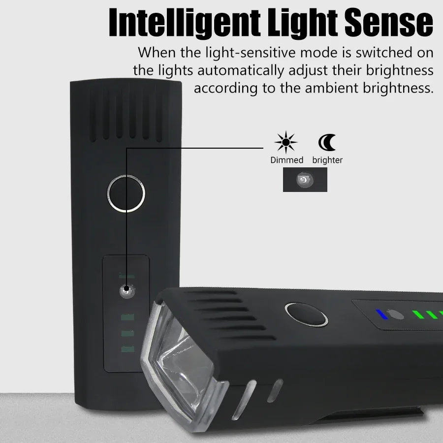Luz LED Delantera para Bicicleta 1000LM ⭐ | Recargable USB | Sensor Inteligente | 🚚 Envío Gratis Chile 🇨🇱
