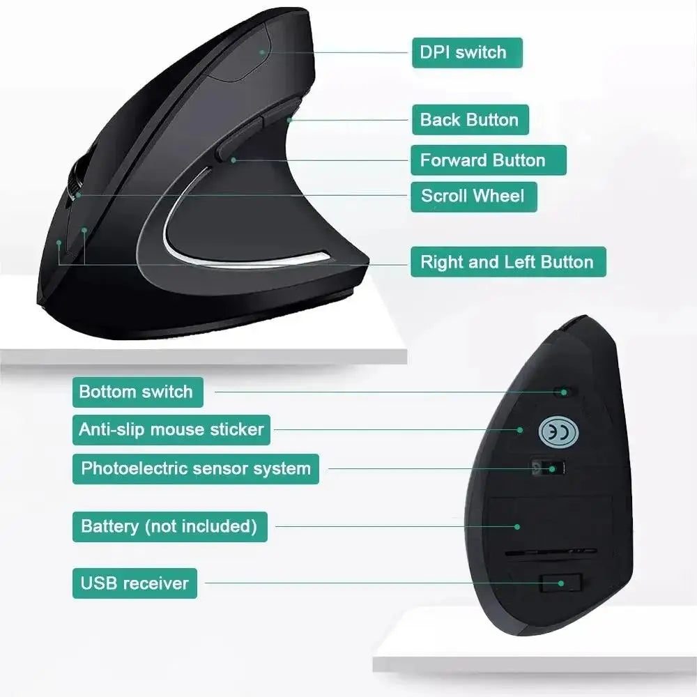 Ratón Inalámbrico Vertical Ergonómico ⭐ | 🚚 Envío Gratis Chile 🇨🇱