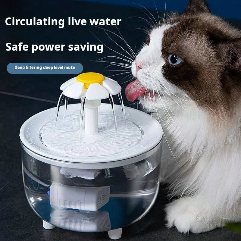 Fuente de Agua Automática para Gatos 1.2L – Silenciosa, USB Recargable