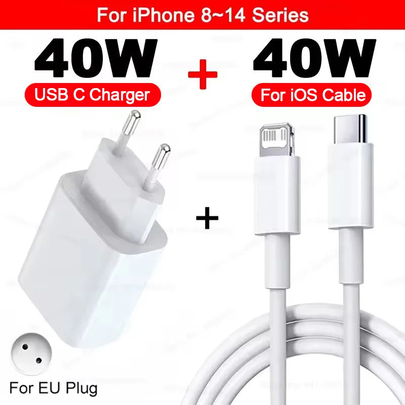 ⚡ Cargador Rápido 40W USB-C para iPhone 16 15 14 13 12 | 🚚 Envío Gratis Chile 🇨🇱