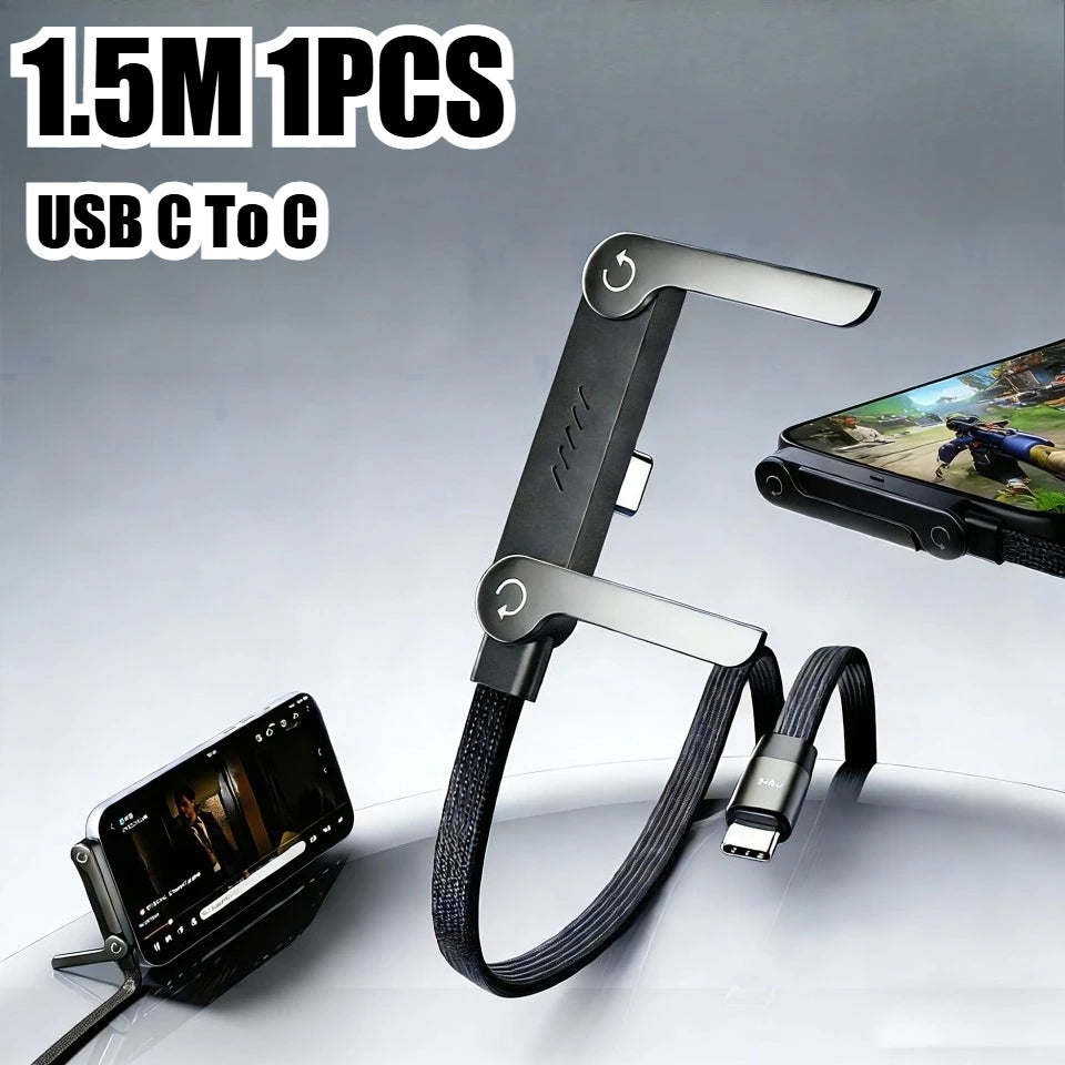 ⚡ Cable USB-C Trenzado 240W con Soporte para Celular | 🚚 Envío Gratis Chile 🇨🇱