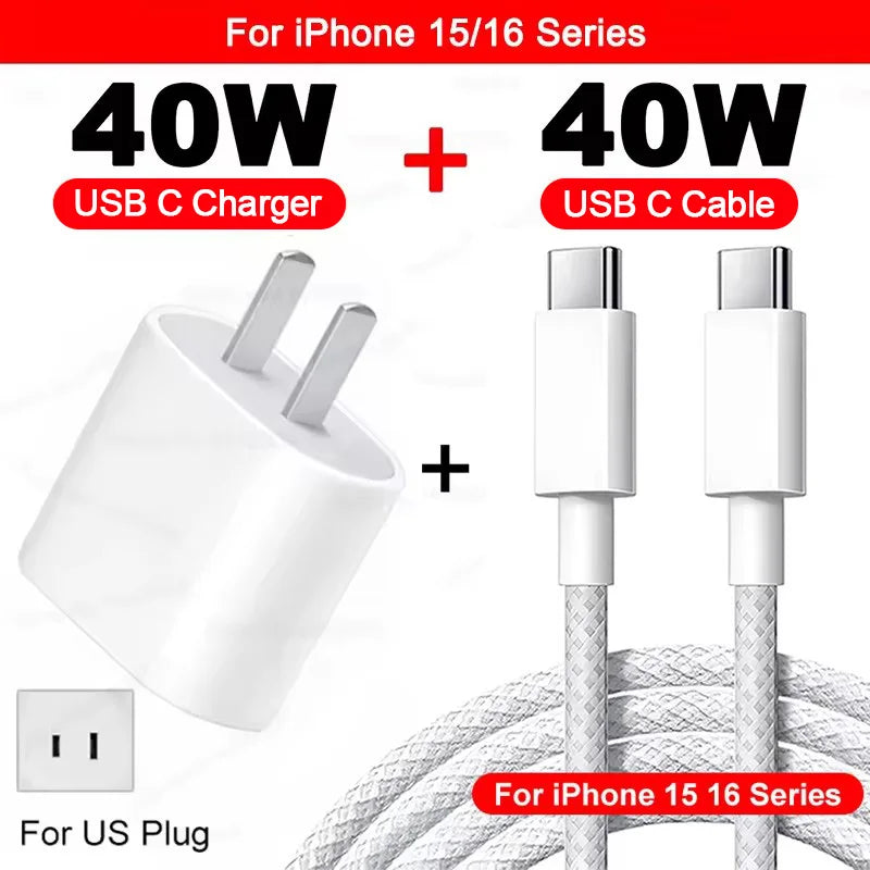 ⚡ Cargador Rápido 40W USB-C para iPhone 16 15 14 13 12 | 🚚 Envío Gratis Chile 🇨🇱