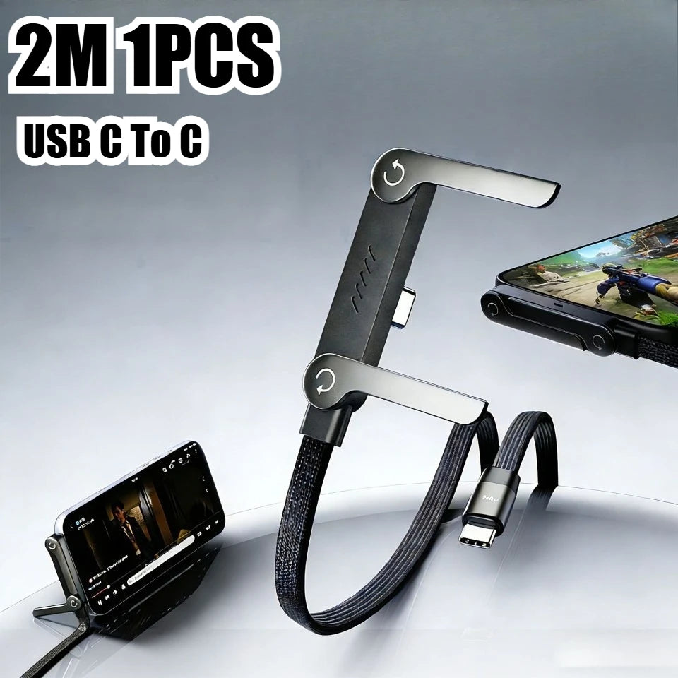 ⚡ Cable USB-C Trenzado 240W con Soporte para Celular | 🚚 Envío Gratis Chile 🇨🇱