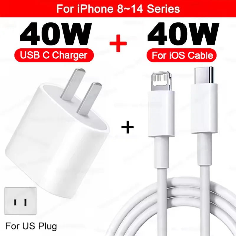 ⚡ Cargador Rápido 40W USB-C para iPhone 16 15 14 13 12 | 🚚 Envío Gratis Chile 🇨🇱