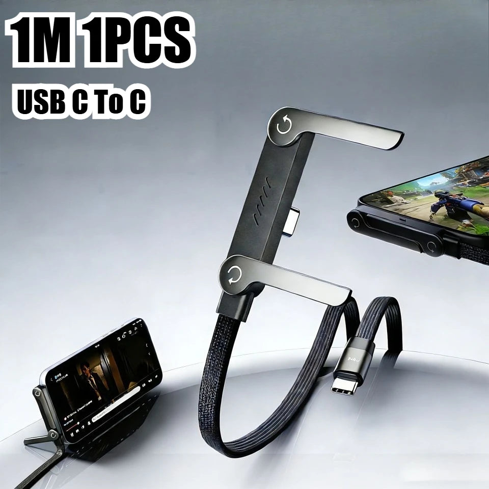 ⚡ Cable USB-C Trenzado 240W con Soporte para Celular | 🚚 Envío Gratis Chile 🇨🇱