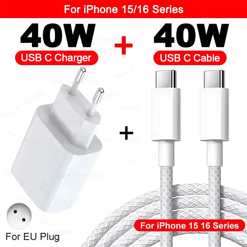 ⚡ Cargador Rápido 40W USB-C para iPhone 16 15 14 13 12 | 🚚 Envío Gratis Chile 🇨🇱