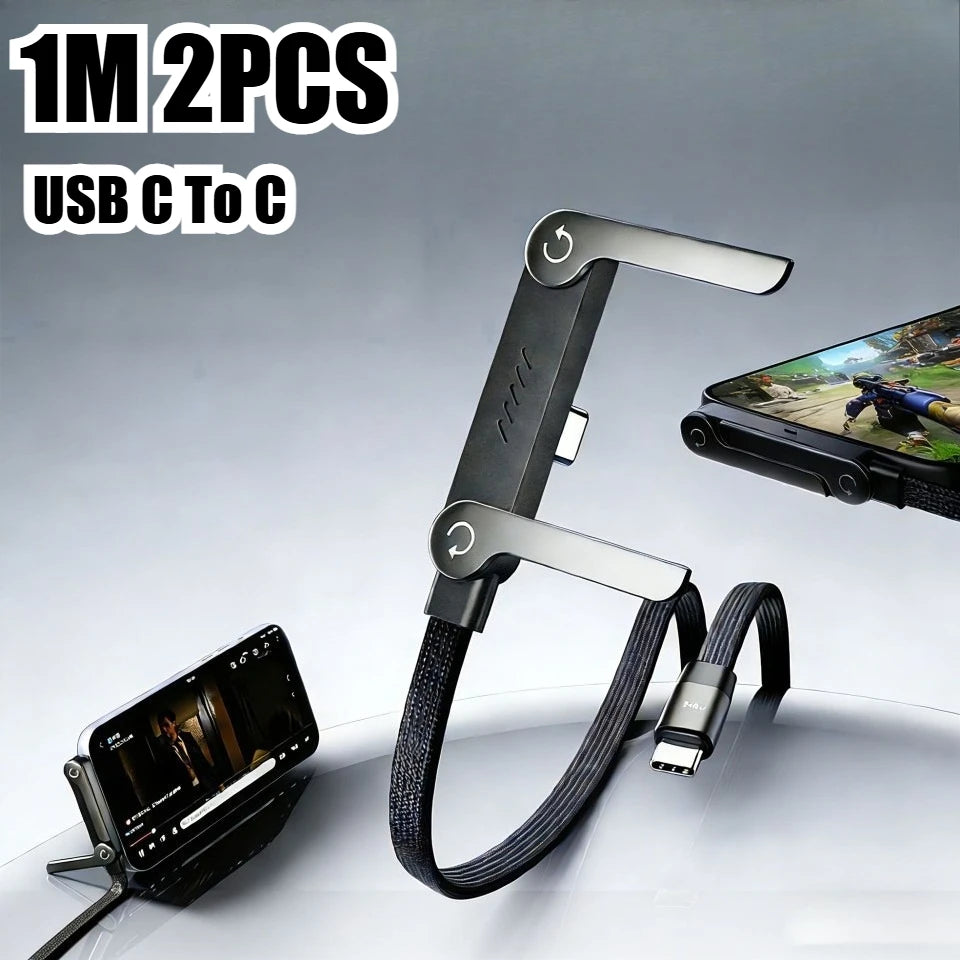 ⚡ Cable USB-C Trenzado 240W con Soporte para Celular | 🚚 Envío Gratis Chile 🇨🇱