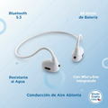 Auriculares Deportivos Bluetooth 5.3 color Blanco con especificaciones en español